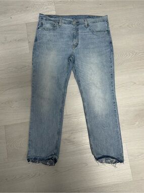 Levi's Light Blue Relaxed Straight Jeans with Raw Hem